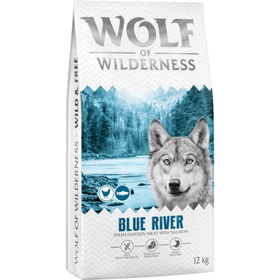 Wolf of Wilderness Adult "Blue River" zalm (Top-seller) - Dubbelpak: 2 x 12 kg Nieuw