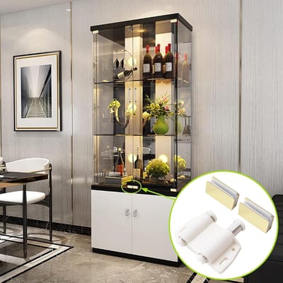 Glazen deur sluitingen - Magnetische vangers - Kastdeuren openen - Push open systeem - 2 sets - Goud en wit