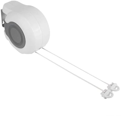 Dailygoods- Kledingdrooglijn 13m - Wandgemonteerd - Intrekbaar - Dubbele Lijn - Ruimtebesparend - Geschikt voor Binnen/Buiten - Waslijn