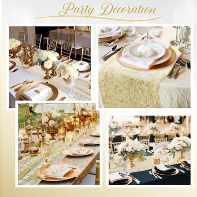 SnelShoppen - Gold Table Runner 75 x 400 cm - Luxe Tafelkleed voor Feest, Bruiloft, Verjaardag, Kerst, Baby Shower, Gouden Decoratie - Herbruikbaar Po
