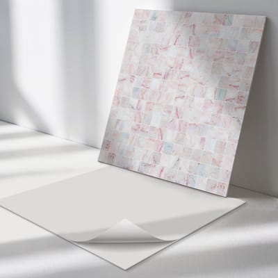 Wallfluent Vinyl Tegels - Vierkant Mozaïekpatroon Zelfklevende PVC Tegels - 30 cm x 30 cm - Roze Vinyl Tegels - Verpakking van 9 stuks - Vierkant PVC Tegels - Texturen Plaktegels - Vinyl Vloer Tegels - Plaktegels Keuken en Badkamer