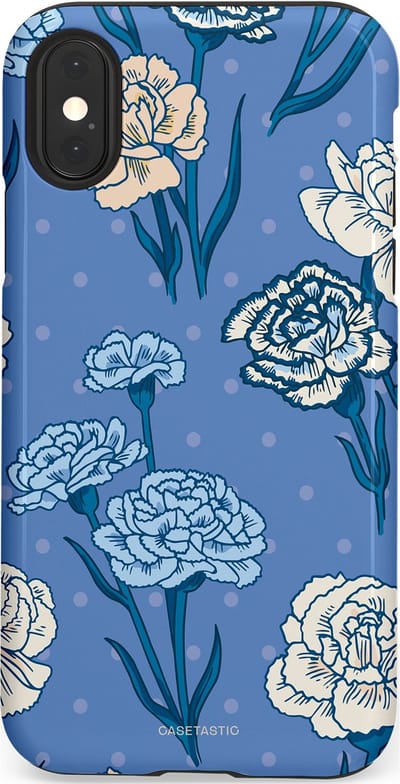 Casetastic hoesje geschikt voor Apple iPhone X / Apple iPhone XS - Dubbellaagse bescherming - Anjer melange - Fashion Case - Lavendel Petrol Zilver