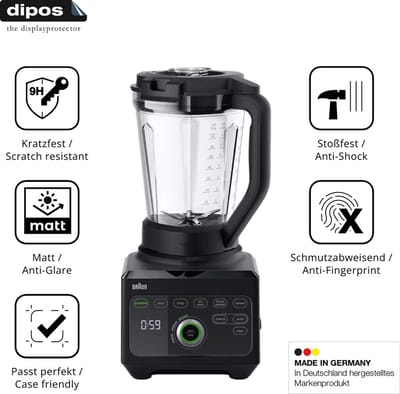 dipos – 2x Matte Pantserfolie geschikt voor Braun PowerBlend 9 | 9H Screenprotector
