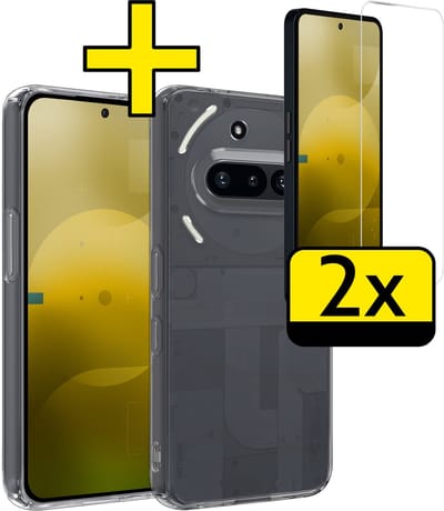 Hoesje - Met 2x Screenprotector - Geschikt voor Nothing Phone (3a) - Sterk & Shockproof - Back Cover - Siliconen Case - Telefoon Hoes - Telefoonhoesjes - Transparant