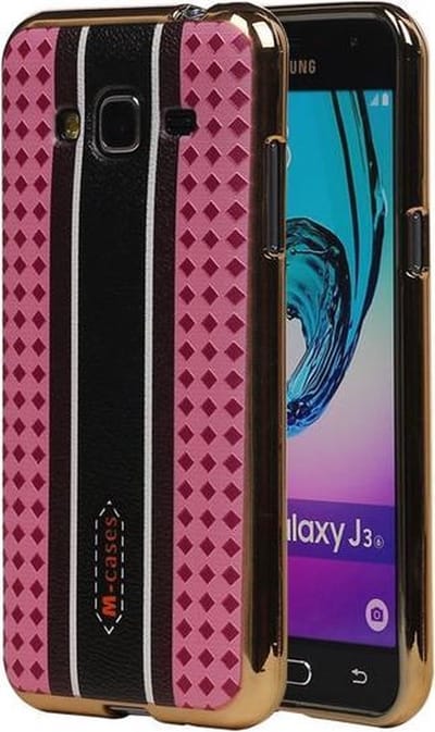 M-Cases Roze Ruit Design TPU back case hoesje voor Samsung Galaxy J3 2016
