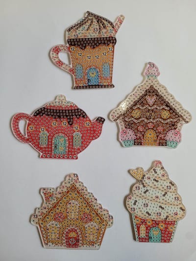 Diamond painting sleutelhangers eten en drinken (5 stuks) dubbelzijdig te beplakken