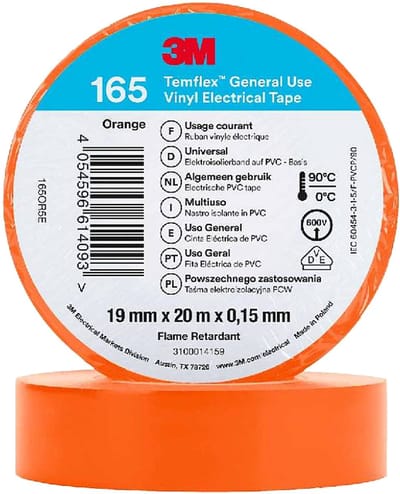 3M Isolatie Tape - 19mm breed - 0,152mm dik - 20 meter - Oranje