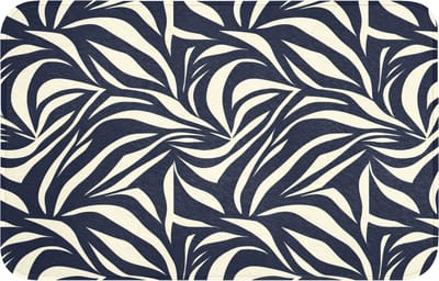 WC mat 80x50 cm - Antislip - Bladvormen - Blauw - Patroon - Wit - Toiletmat - Vloermat - Douchemat - Toilet tapijt - Toiletmatten