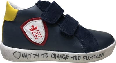 Naturino - Korey - Mt 21 - velcro's wit schildje hoge lederen sneakers - Navy
