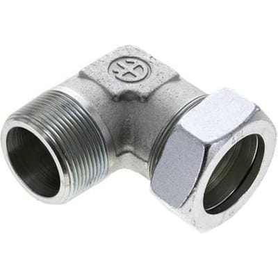 1 1/2'' NPT Buitendraad x 42L Verzinkt Stalen Elbow 90deg Snijring 160 Bar DIN 2353 - FL2E-MC-EZ-112N-42-L