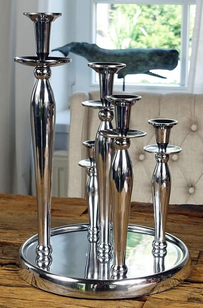 Luxe 5-armige Kandelaar Zilver Gepolijst Aluminium XL - Decoratief Woonaccessoire