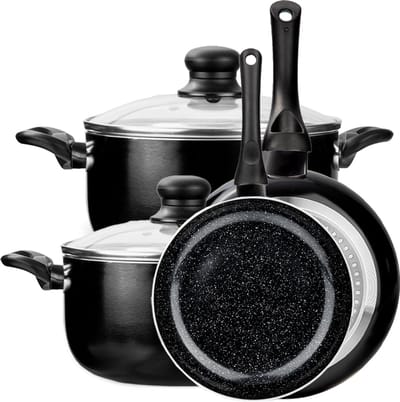 CeraFusion Keramische Pannenset 6-delig - Koekenpannen 24, 28 cm & Kookpotten 20, 24 cm - Koekenpan - Pannensets - Inductie Pannen - Pan - PFAS Vrij
