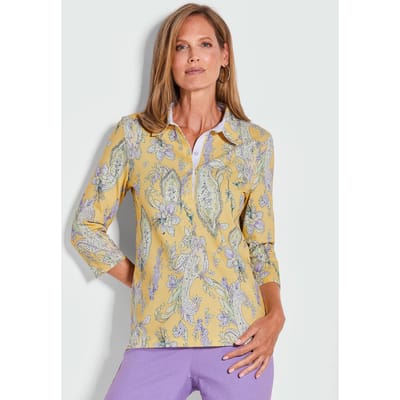 Poloshirt met paisleydessin - geel / gedess. - Gr. 22 van Goldner Fashion
