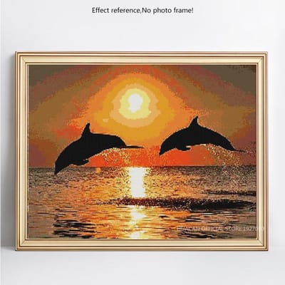 Diamant schilderij dier twee walvis Strass mozaïek diamant borduurwerk 20X30CM