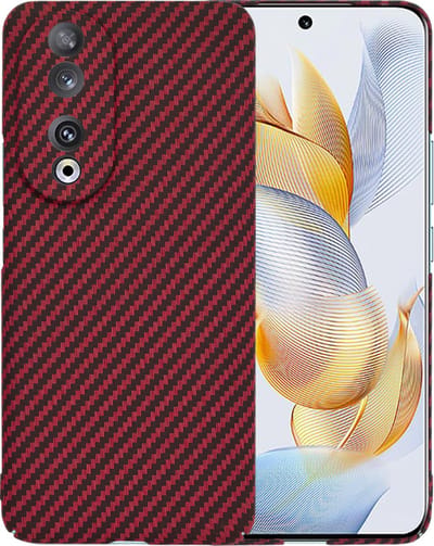 Hoesje geschikt voor HONOR 90 - Techsuit Carbonite FiberShell Carbon Back Cover - Rood