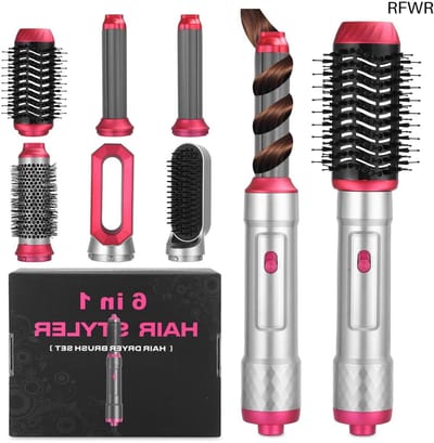 RFWR® 6-in-1 Airstyler voor Haarstyling met Warme Luchtborstel en Krultang