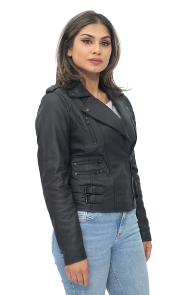 Dames leren vintage Brando Bikerjack-Orlando