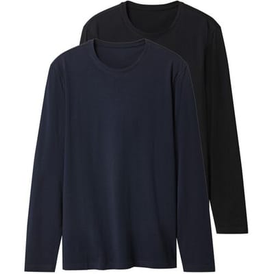 ESMARA MEN Set van 2 heren shirts (marineblauw/zwart, M)