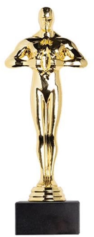 Gouden Trofee - Herdenkingsbeeld - Onderscheiding Uitreiken - Marmeren Voet - 22.5 cm Hoog - Goud