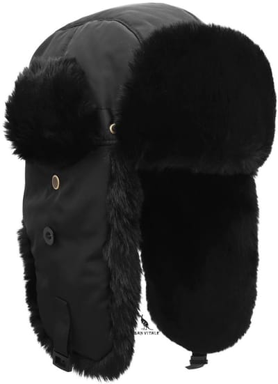 San Vitale® - Piloten muts - Winter muts - Met Oorkleppen - Unisex - Waterafstotende Stof/ faux bont - Zwart