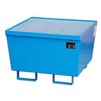 Opvangbak BAUER AM-1, met rooster, staal, 215 l, B 800 x D 800 x H 545 mm, blauw