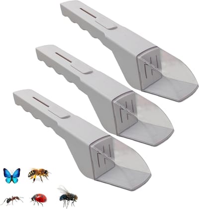 Set van 3 stuks - Insectenvallen - Insectenklemmen - Insectendozen - Spinnenvallen - Insectenobservatieapparaten - Insectenvangst met levend vrijlaten - Geschikt voor tuinen, binnen en het observeren van wilde dieren - 27*4,5*5,5 cm - Wit