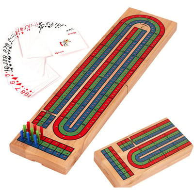 Houten Cribbage Bordspel Klassiek 3-sporen Cribbage Bord Met 9 Cribbage Pinnen Draagbaar Kaart Bordspel Voor Volwassenen Binnen & Buiten