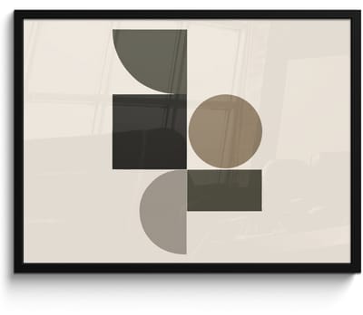 Poster in lijst - Fotolijst 80x60 cm - Posters - Aardetinten - Abstracte compositie - Eenvoudige vormen - Posterlijst zwart - Decoratie - Wanddecoratie woonkamer - Muurdecoratie slaapkamer