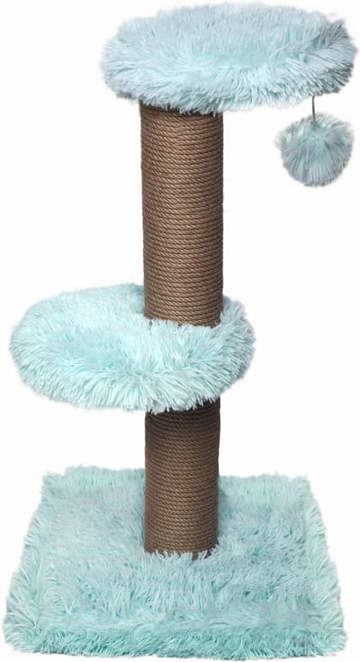 Topmast Krabpaal Fluffy Merida - Lichtblauw - 34 x 34 x 67 cm - Made in EU - Krabpaal voor Katten - Sterk Sisal Touw - Met Kattenballetje