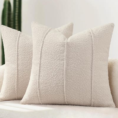 Dailygoods- Kussensloop Set van 2 - Bouclé Kussenhoezen 45x45 - Zachte Kussenslopen - Moderne Sierkussens - Voor Bank/Sofa/Bed - Nauwsluitende Pasvorm - Kussenhoes