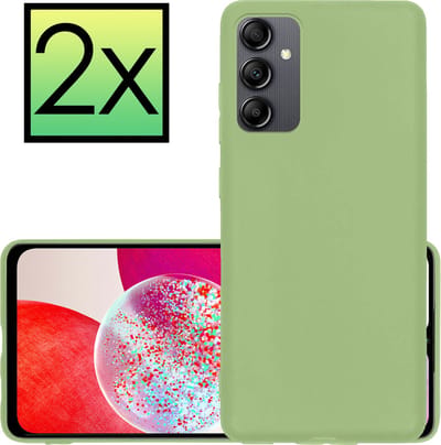 Hoesje - 2 Stuks - Geschikt voor Samsung Galaxy A14 - Sterk & Shockproof - Case Siliconen - Back Cover - Telefoon Hoes - Groen