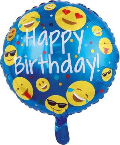 Folieballon - Happy birthday - Smileys - 46cm
