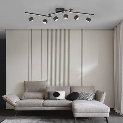 JUST LIGHT. GmbH JUST LIGHT. LED plafondspot Jarik, 6-lamps, zwart, 3.000 K