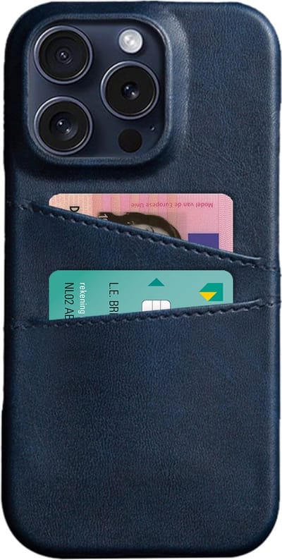 Peachy Duo Cardslot Wallet vegan leather hoesje geschikt voor iPhone 16 Pro - blauw