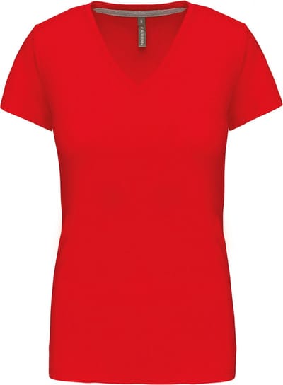 Kariban Dames T-shirt V-hals Korte Mouwen K381 - Red - 3XL