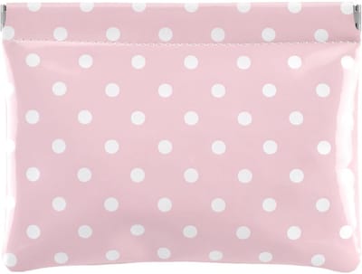 Kleine Make-up Tas met Polka Dots, Waterdicht en Zonder Rits, Ideaal voor Cosmetica en Reizen, PU Leer, Handige Compartimenten voor Make-up en Accessoires, Roze