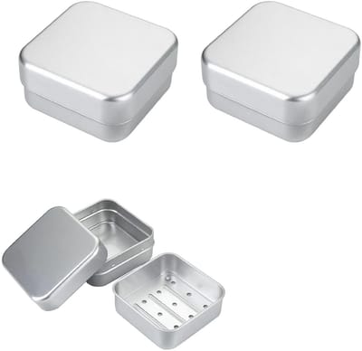 longziming -Aluminium Zeepdoos - Metalen Seifendoosje - Reisetui Voor Vaste Zeep - Waterdichte Afsluiting - Sneldrogende Afvoerschotel - Roestvrij Aluminium - Lichtgewicht En Recycleerbaar - 3 Stuks
