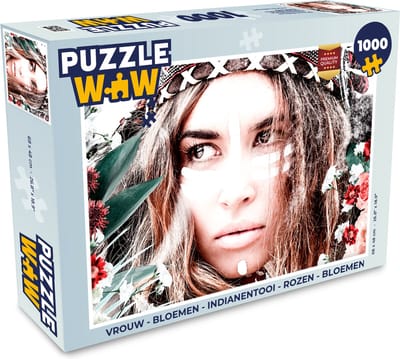 Puzzel Vrouw - Bloemen - Indianentooi - Rozen - Bloemen - Legpuzzel - Puzzel 1000 stukjes volwassenen