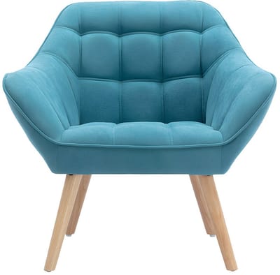 Vente-unique Tweezitsbank en fauteuil CASERTA - Stof - Blauw