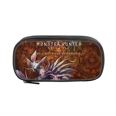 Cartoon Anime Student Grote Capaciteit School Monster Hunter Wilds Etui Tas voor Benodigdheden Rits Etuis