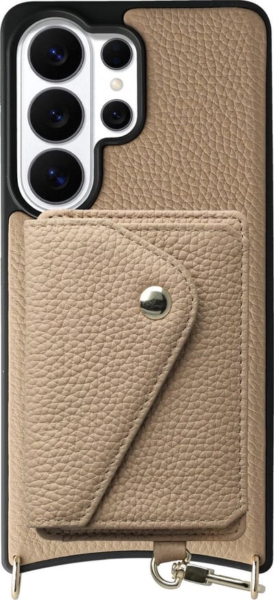 AVY Leren Hoesje Geschikt voor Samsung Galaxy S26 Ultra | Met Magnetische Kaarthouder | Compatibel met MagSafe | Leather Case met Wallet | Beige