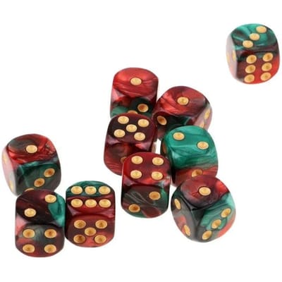 10 stuks 16 mm Tweekleurige Ondoorzichtige Zeszijdige Stippen Dobbelstenen Spellen D6 DD Dobbelstenen Verzameling RPG Dobbelstenen Rechte Beker Bar Bordspel Collectie KTV Entertainment