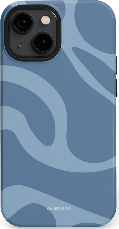 Casetastic hoesje geschikt voor Apple iPhone 13 mini - MagSafe - Dubbellaagse bescherming - Blauwe Water Golven - Fashion Case - Grijs Lichtblauw