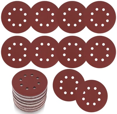 Dailygoods - Schuurpapier, 30 stuks, 125 mm, klittenband, schuurschijven, 8 gaten, rond, klittenband, schuurpapier voor excentrische schuurmachine, hout, metaal, kleur - korrel 80