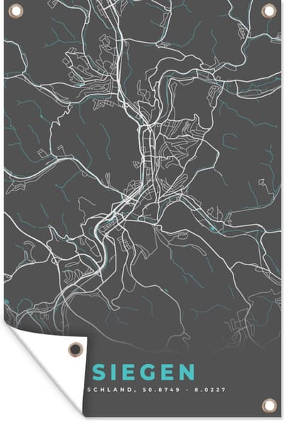 Muurdecoratie Stadskaart – Siegen – Duitsland – Plattegrond – Kaart - 120x180 cm - Tuinposter - Tuindoek