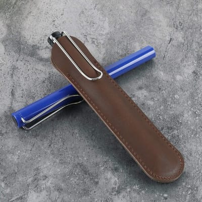 Leren etui voor vulpennen - Handgemaakt zacht beschermhoesje - Perfect voor pennen en potloden - 15 cm x 3,5 cm - Zwart