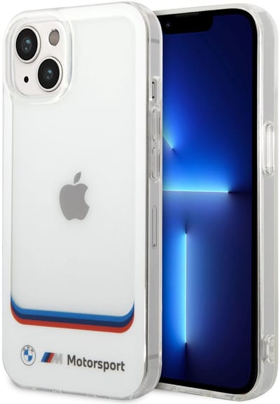 BMW Back Cover - iPhone 14 Plus & 15 Plus - Wit - Schokabsorberend - Motorsport Accent