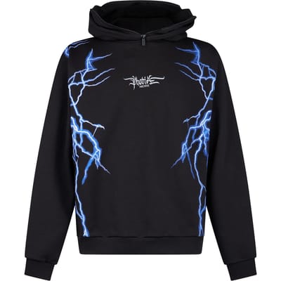 Nieuwe Lightning Balaclava Hoodie Lichtgewicht herenhoodie Zwart/blauw