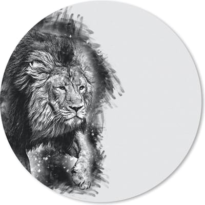 Muismat rond 20x20 cm - Mousepad Leeuw - Zwart - Wit - Ronde muismatten