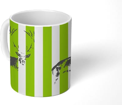 Mok - Koffiemok - Patroon - Hert - Strepen - Mokken - 350 ML - Beker - Koffiemokken - Theemok